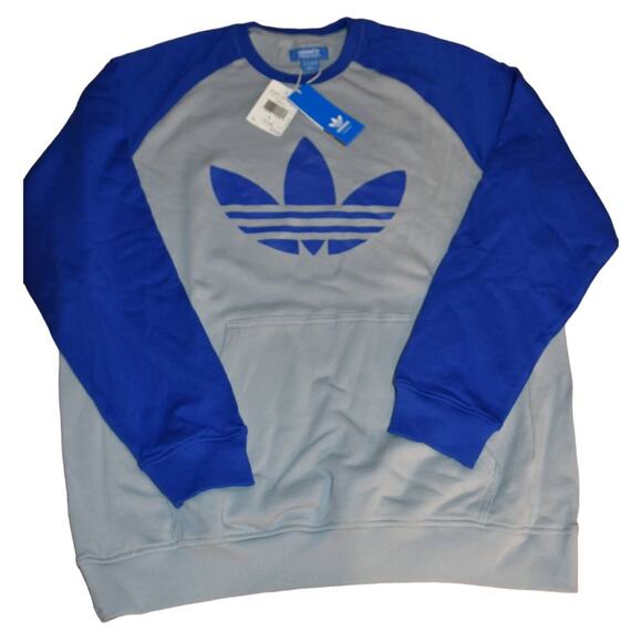 Adidas Sport Lite Crew, NWT, Men's Large, Unisex, Gray, Blue - Picture 1 of 5
